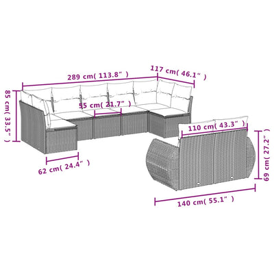 9 Piece Garden Sofa Set with Cushions Grey Poly Rattan Payday Deals