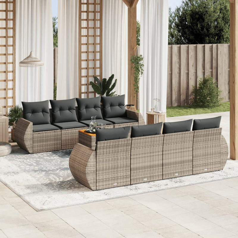 9 Piece Garden Sofa Set with Cushions Grey Poly Rattan Payday Deals