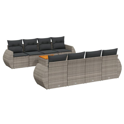 9 Piece Garden Sofa Set with Cushions Grey Poly Rattan Payday Deals