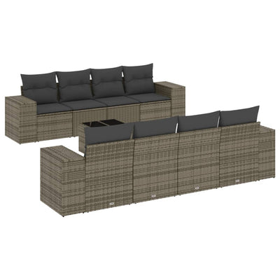 9 Piece Garden Sofa Set with Cushions Grey Poly Rattan Payday Deals