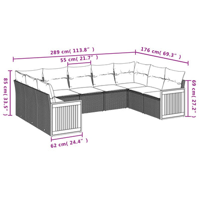 9 Piece Garden Sofa Set with Cushions Grey Poly Rattan Payday Deals