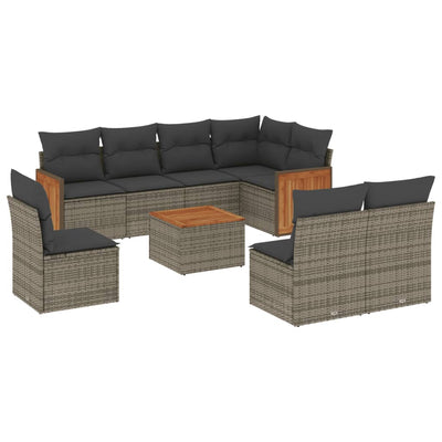 9 Piece Garden Sofa Set with Cushions Grey Poly Rattan Payday Deals