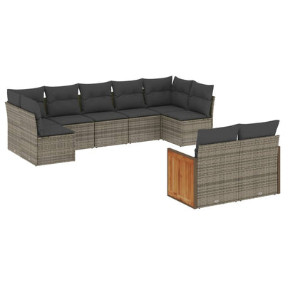 9 Piece Garden Sofa Set with Cushions Grey Poly Rattan Payday Deals