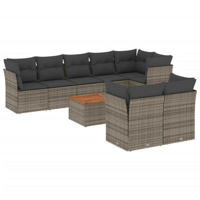 9 Piece Garden Sofa Set with Cushions Grey Poly Rattan Payday Deals