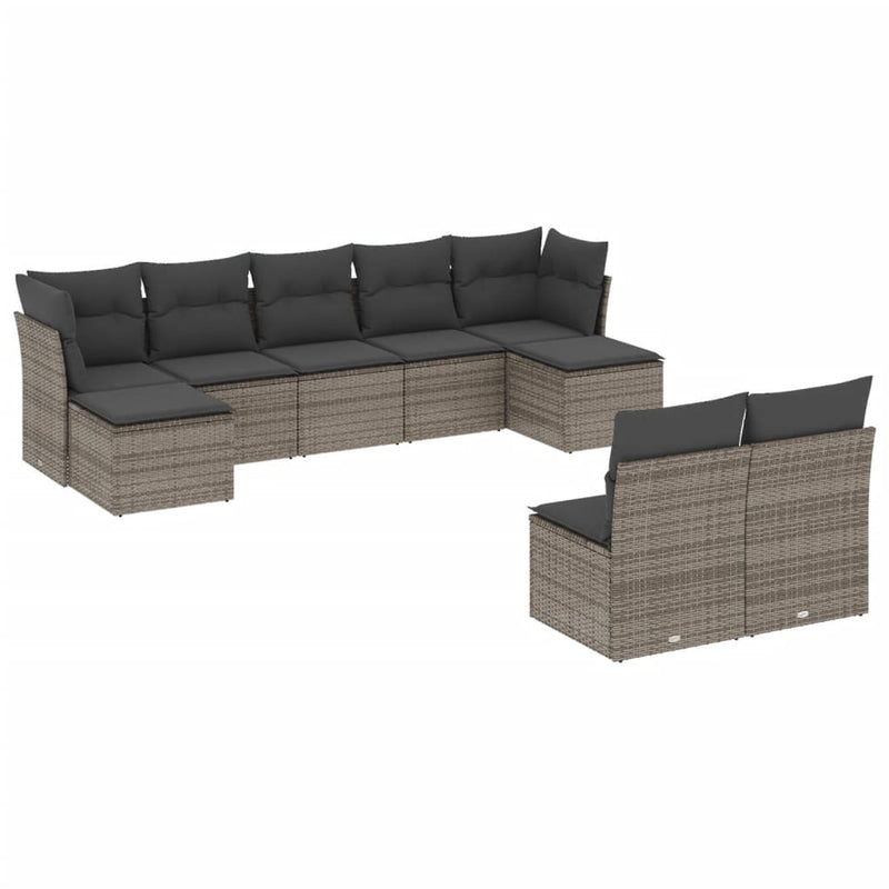 9 Piece Garden Sofa Set with Cushions Grey Poly Rattan Payday Deals