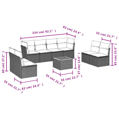9 Piece Garden Sofa Set with Cushions Mix Beige Poly Rattan Payday Deals