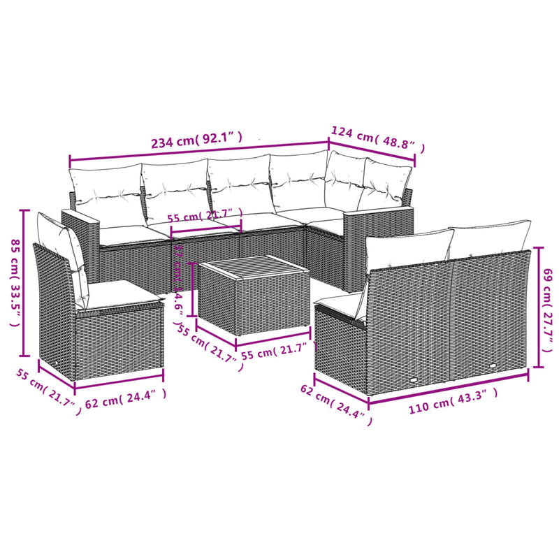 9 Piece Garden Sofa Set with Cushions Mix Beige Poly Rattan Payday Deals