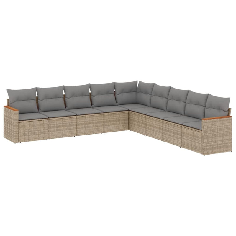 9 Piece Garden Sofa Set with Cushions Mix Beige Poly Rattan Payday Deals