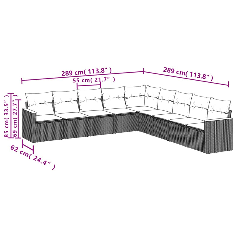 9 Piece Garden Sofa Set with Cushions Mix Beige Poly Rattan Payday Deals