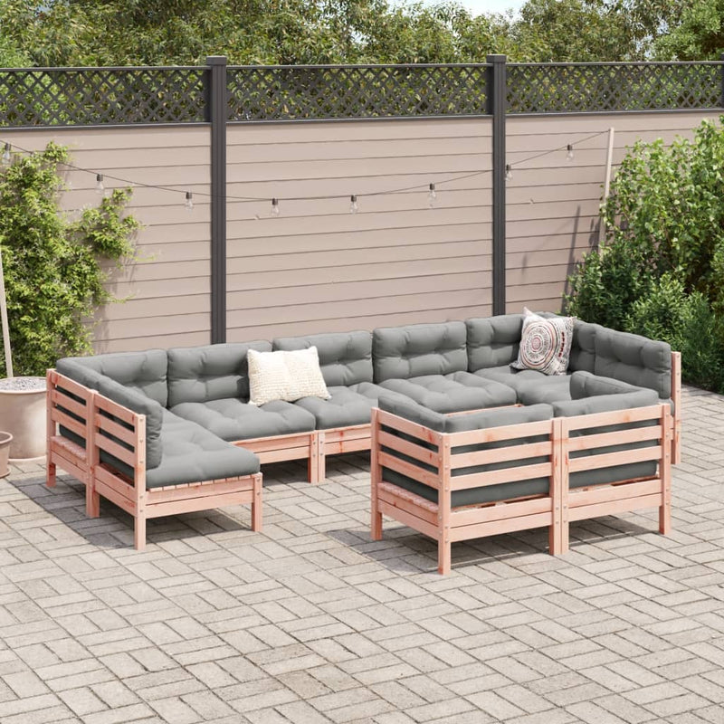 9 Piece Garden Sofa Set with Cushions Solid Wood Douglas Fir Payday Deals