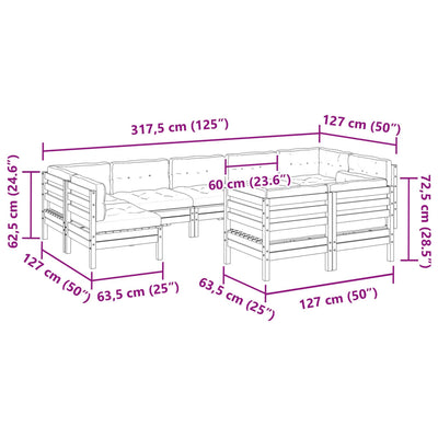 9 Piece Garden Sofa Set with Cushions Solid Wood Douglas Fir Payday Deals