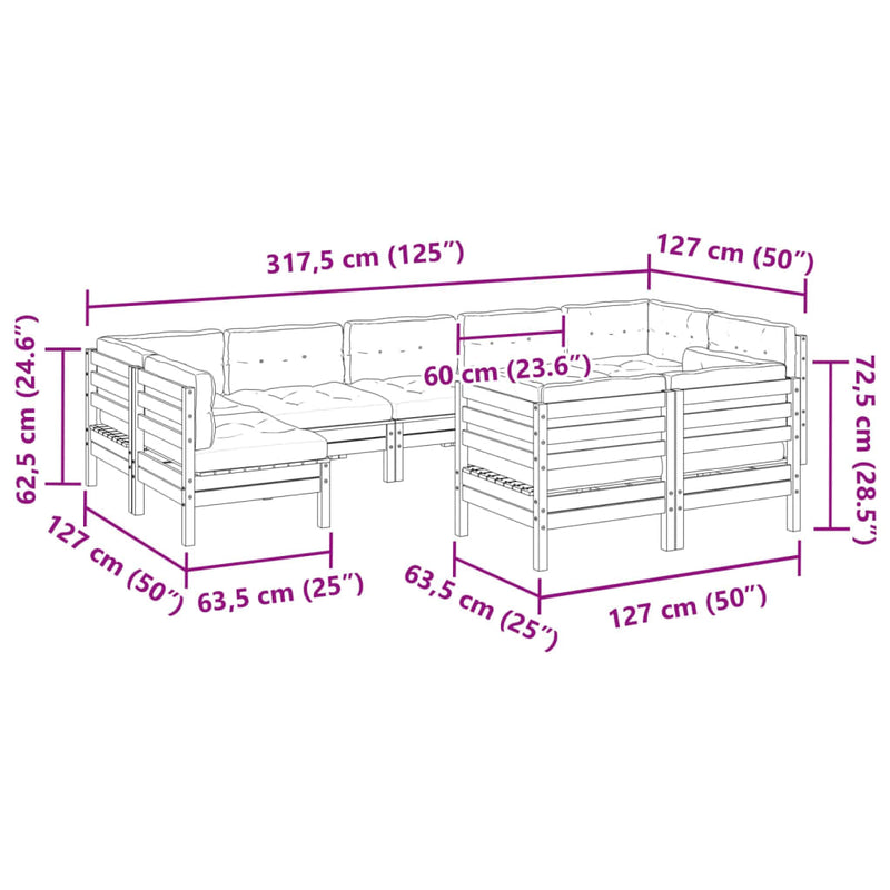 9 Piece Garden Sofa Set with Cushions Solid Wood Douglas Fir Payday Deals
