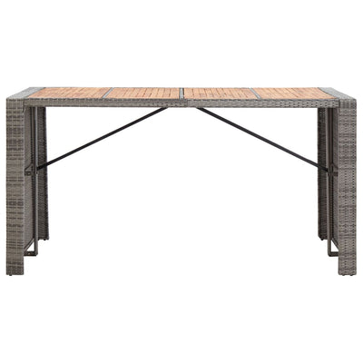 9 Piece Outdoor Bar Set Poly Rattan and Acacia Wood Grey Payday Deals