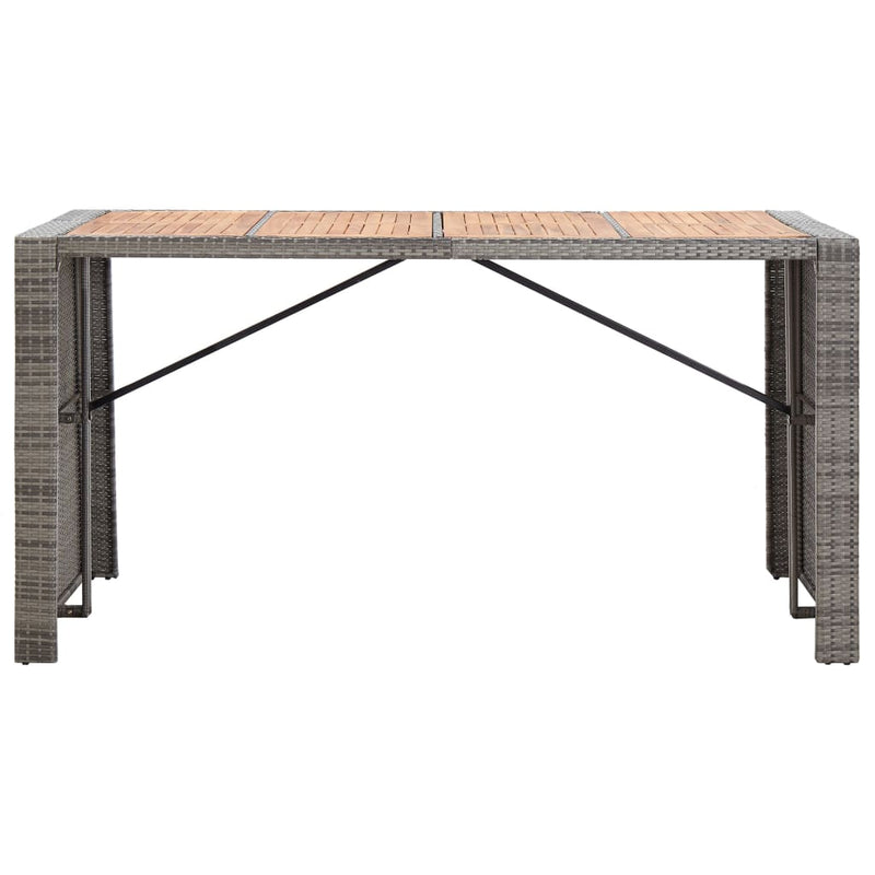 9 Piece Outdoor Bar Set Poly Rattan and Acacia Wood Grey Payday Deals