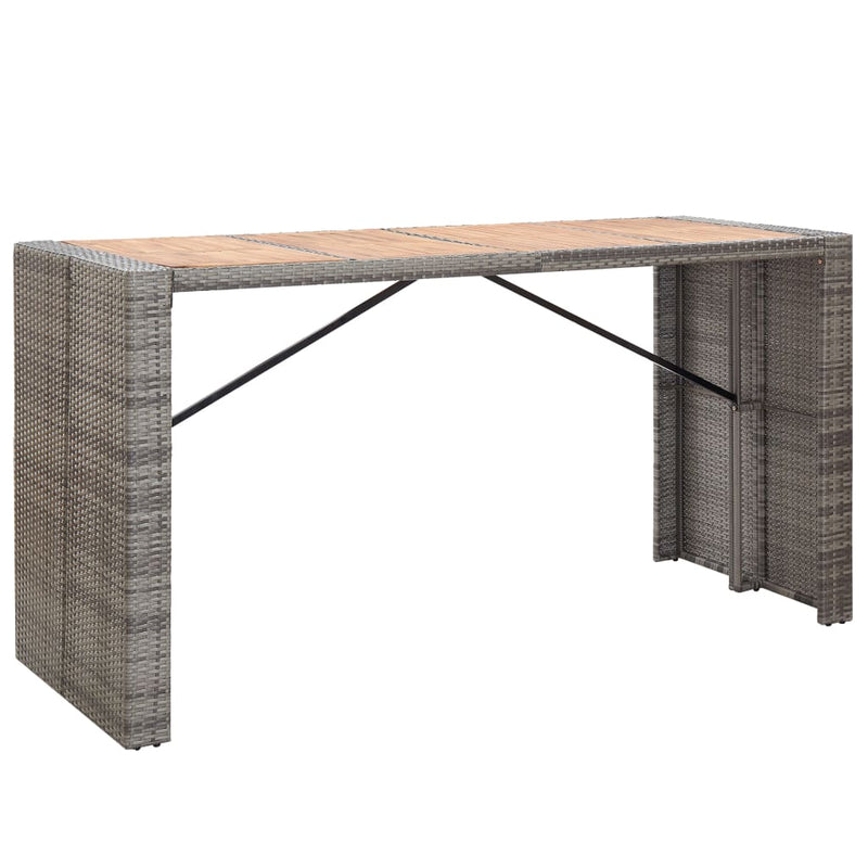 9 Piece Outdoor Bar Set Poly Rattan and Acacia Wood Grey Payday Deals
