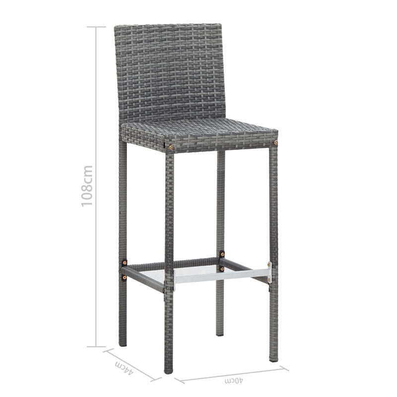 9 Piece Outdoor Bar Set Poly Rattan and Acacia Wood Grey Payday Deals