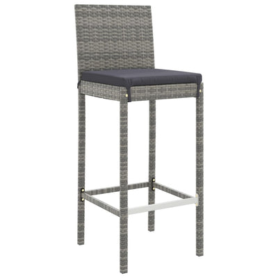 9 Piece Outdoor Bar Set with Cushions Grey Poly Rattan Payday Deals