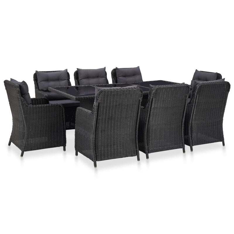 9 Piece Outdoor Dining Set Poly Rattan Black Payday Deals
