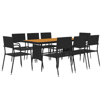 9 Piece Outdoor Dining Set Poly Rattan Black Payday Deals