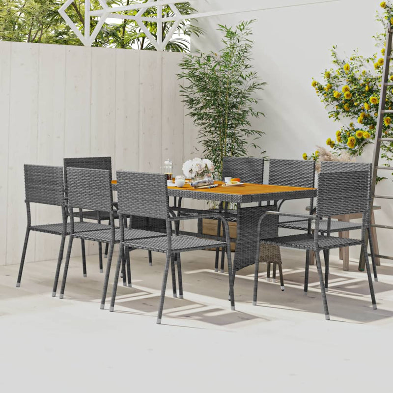9 Piece Outdoor Dining Set Poly Rattan Grey Payday Deals