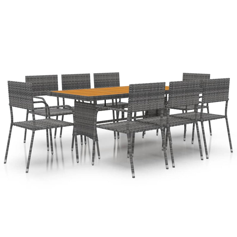 9 Piece Outdoor Dining Set Poly Rattan Grey Payday Deals
