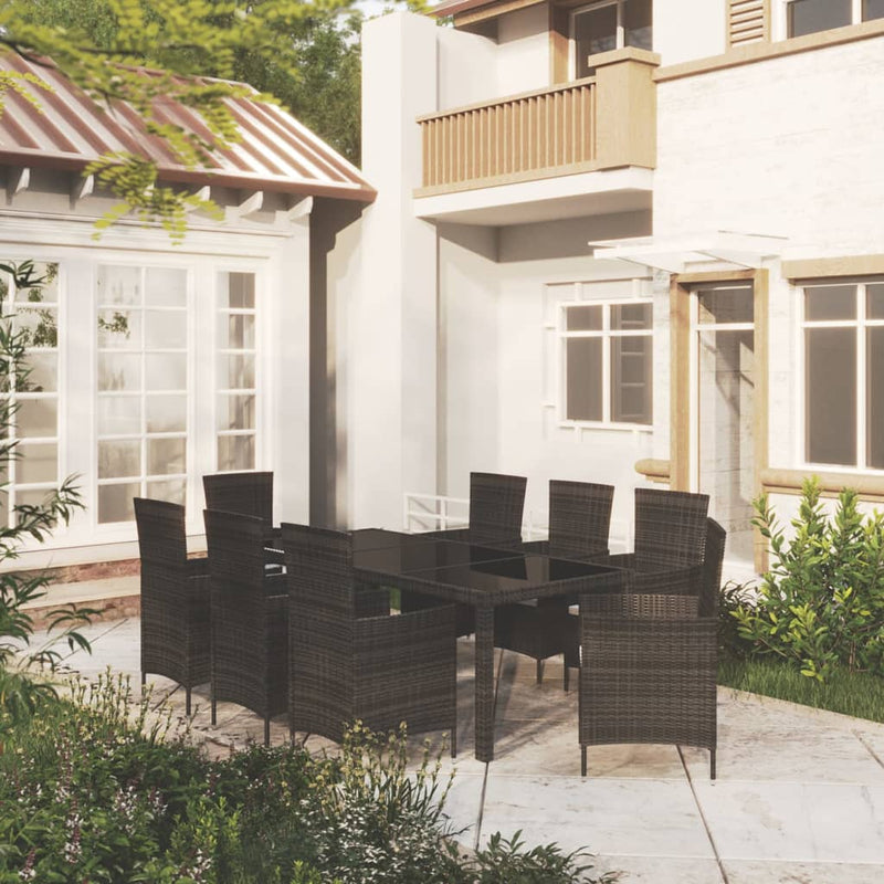 9 Piece Outdoor Dining Set with Cushions Poly Rattan Payday Deals