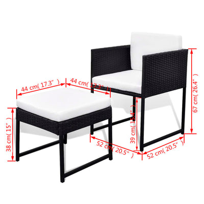 9 Piece Outdoor Dining Set with Cushions Poly Rattan Black Payday Deals