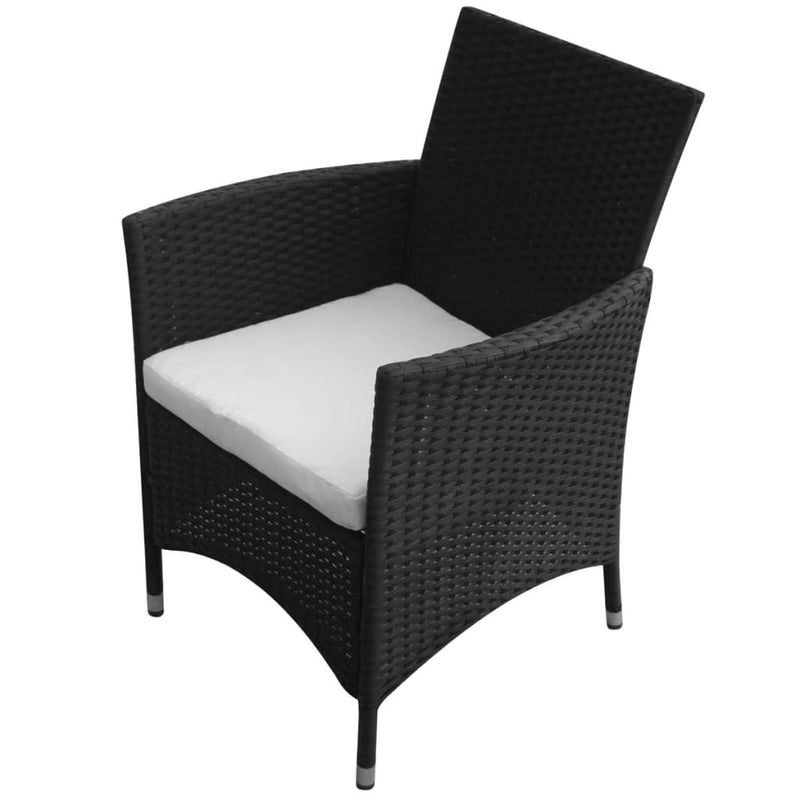 9 Piece Outdoor Dining Set with Cushions Poly Rattan Black Payday Deals