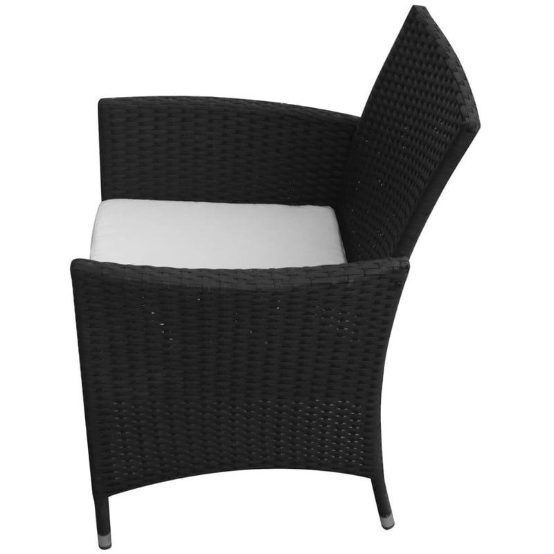 9 Piece Outdoor Dining Set with Cushions Poly Rattan Black Payday Deals