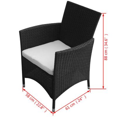 9 Piece Outdoor Dining Set with Cushions Poly Rattan Black Payday Deals