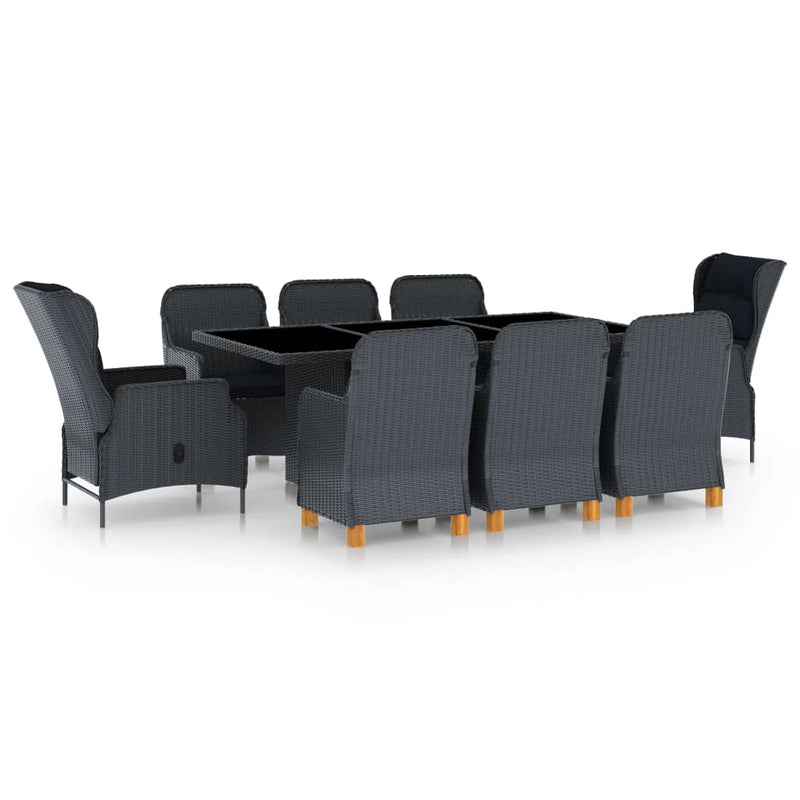 9 Piece Outdoor Dining Set with Cushions Poly Rattan Dark Grey Payday Deals