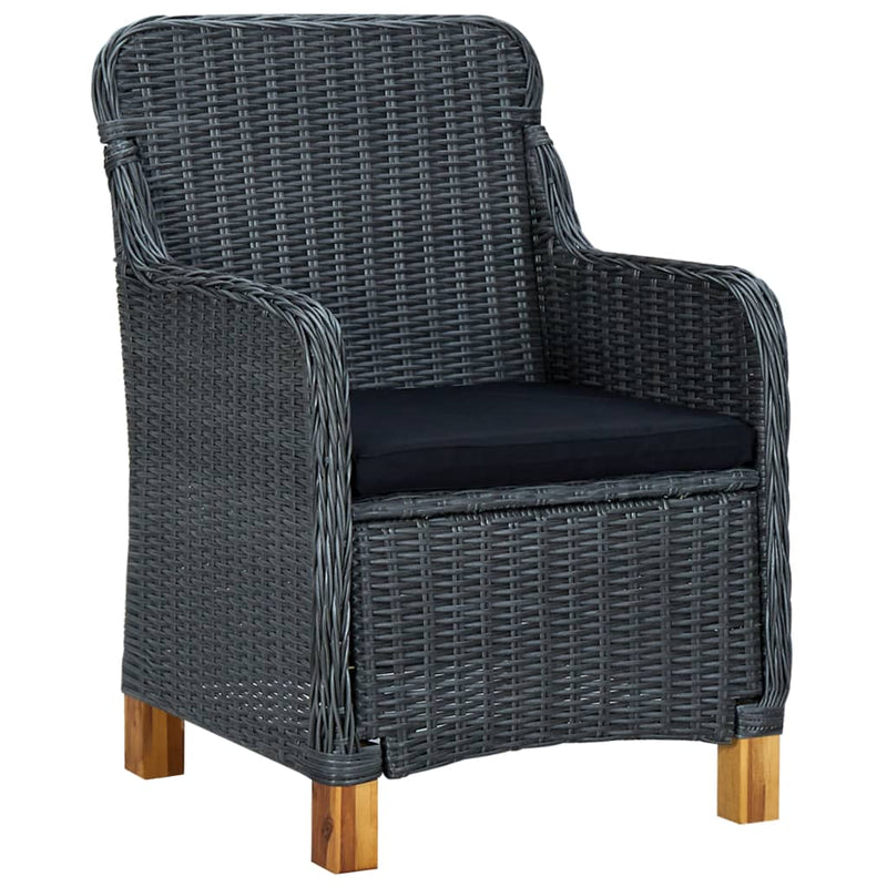 9 Piece Outdoor Dining Set with Cushions Poly Rattan Dark Grey Payday Deals
