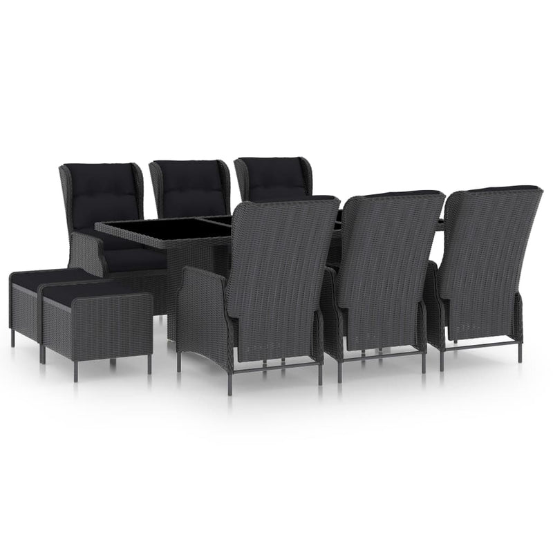 9 Piece Outdoor Dining Set with Cushions Poly Rattan Dark Grey Payday Deals