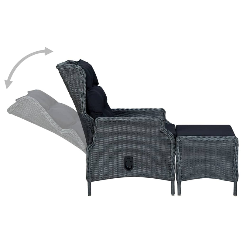 9 Piece Outdoor Dining Set with Cushions Poly Rattan Dark Grey Payday Deals