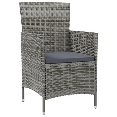 9 Piece Outdoor Dining Set with Cushions Poly Rattan Grey Payday Deals