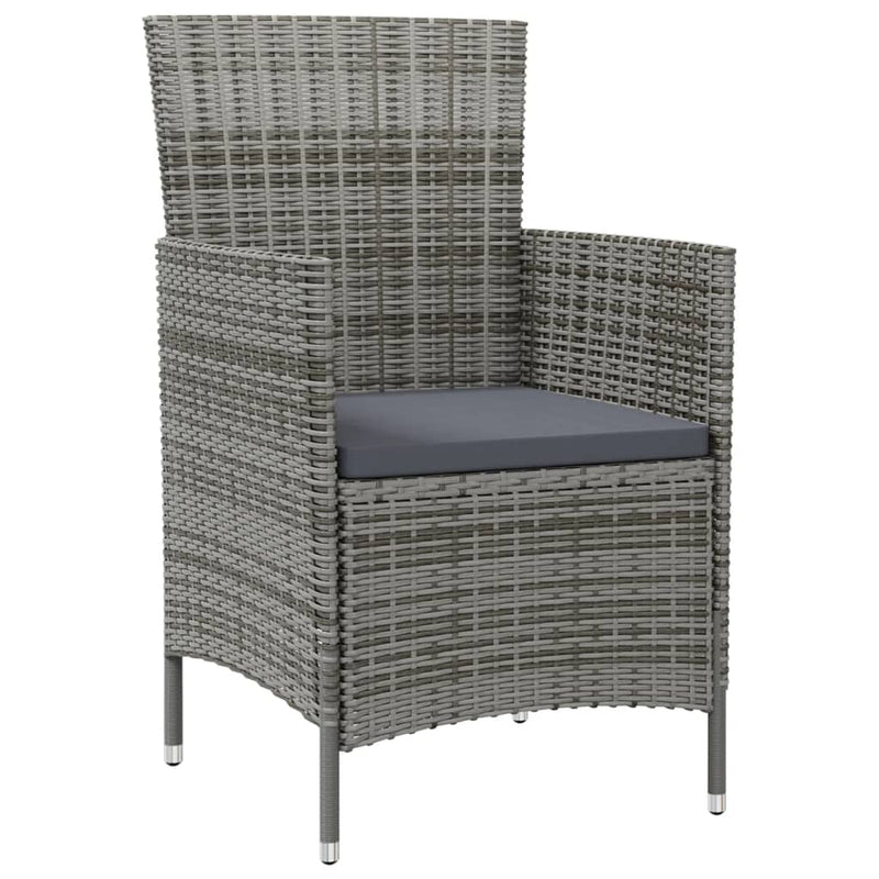 9 Piece Outdoor Dining Set with Cushions Poly Rattan Grey Payday Deals