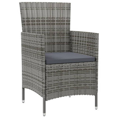 9 Piece Outdoor Dining Set with Cushions Poly Rattan Grey Payday Deals