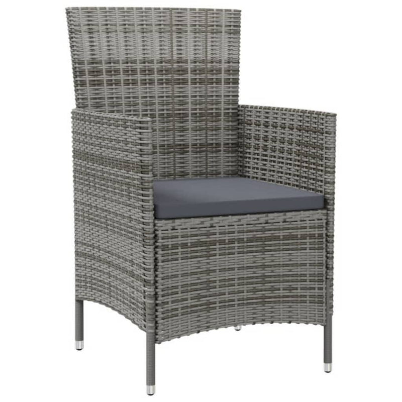 9 Piece Outdoor Dining Set with Cushions Poly Rattan Grey Payday Deals