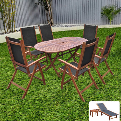 9 Piece Outdoor Dining Set with Cushions Solid Acacia Wood Payday Deals