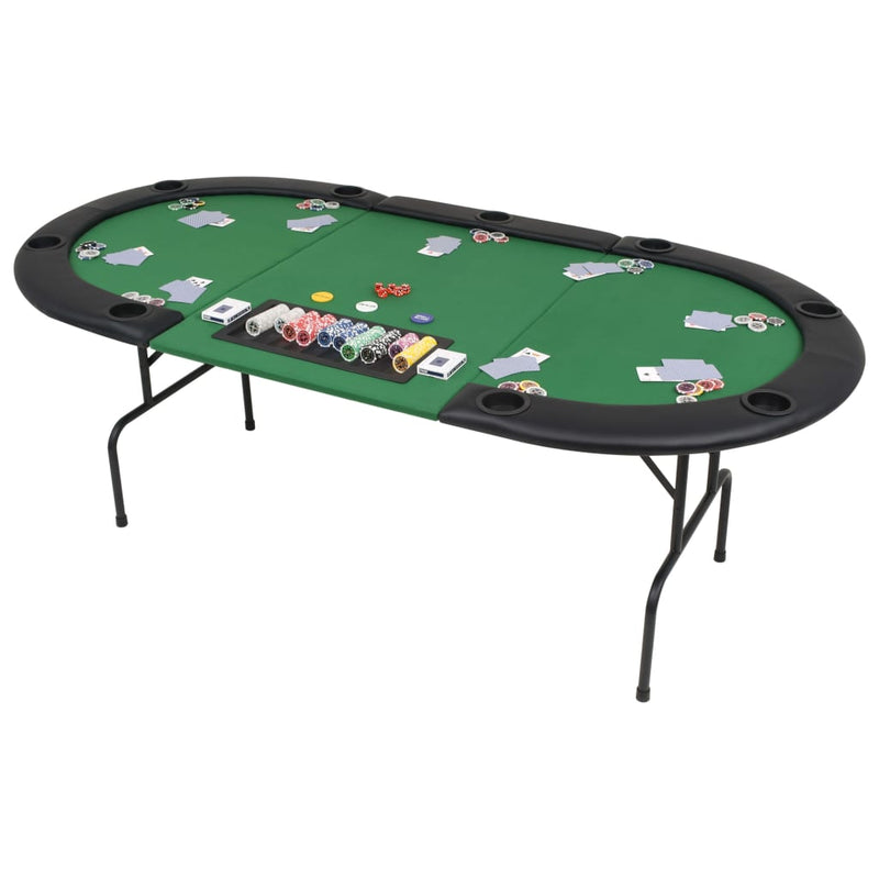 9-Player Folding Poker Table 3 Fold Oval Green Payday Deals