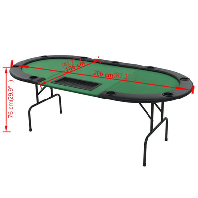 9-Player Folding Poker Table 3 Fold Oval Green Payday Deals