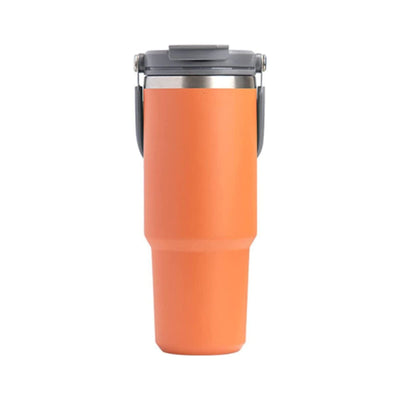 900ML Orange Stainless Steel Travel Mug with Leak-proof 2-in-1 Straw and Sip Lid, Vacuum Insulated Coffee Mug for Car, Office, Perfect Gifts, Keeps Liquids Hot or Cold Payday Deals