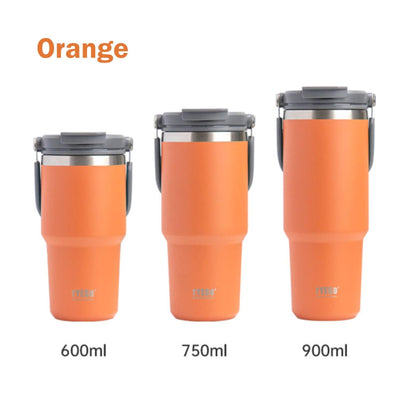 900ML Orange Stainless Steel Travel Mug with Leak-proof 2-in-1 Straw and Sip Lid, Vacuum Insulated Coffee Mug for Car, Office, Perfect Gifts, Keeps Liquids Hot or Cold Payday Deals