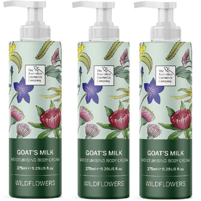 The Australian Cosmetics Company Body Cream Wild Flowers 275ml x 3 Value Pack