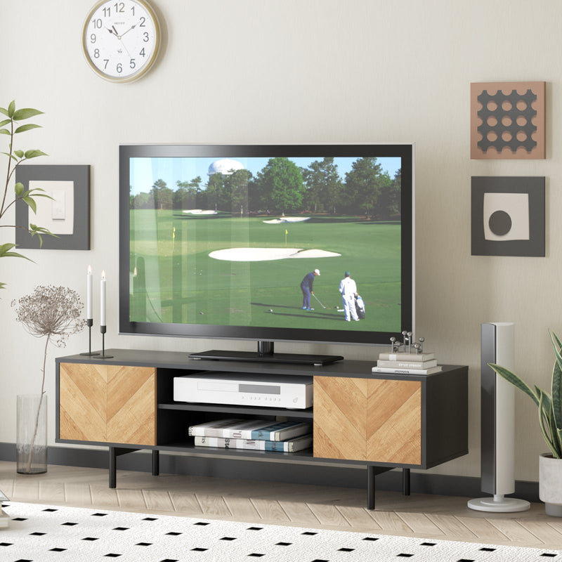 Chrovern TV Entertainment Unit | 140CM Wide TV Cabinet for Bedroom & Living Room