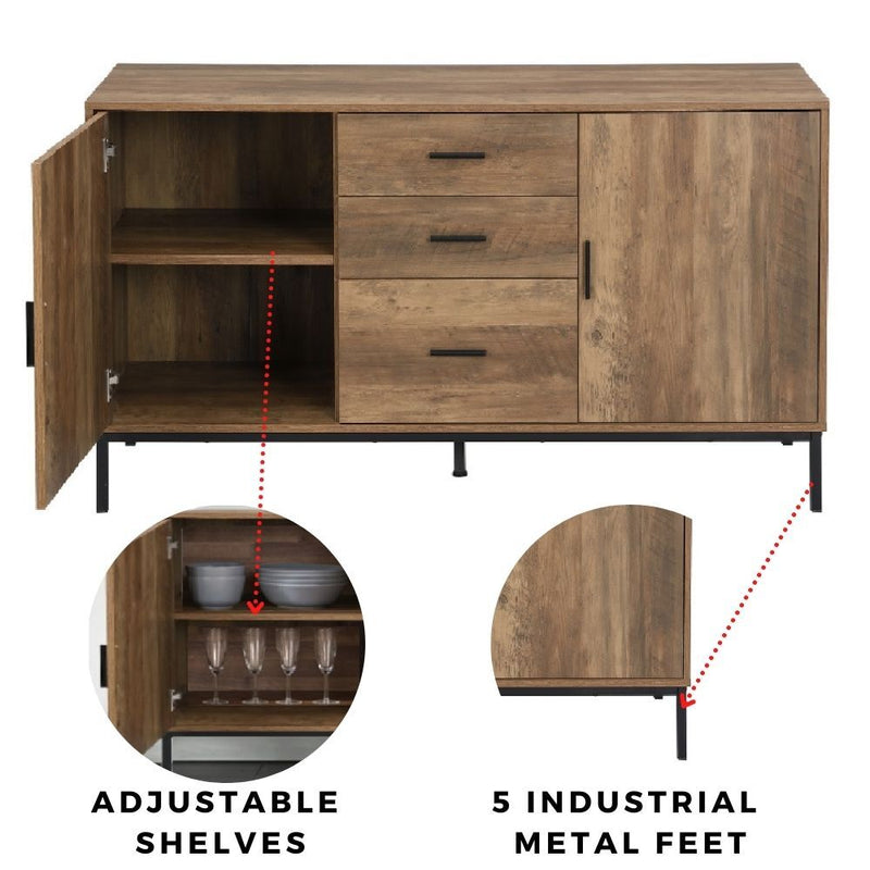 Bronx Buffet Sideboard Cabinet Bundle | Large & Compact Sideboard Set for Versatile Storage