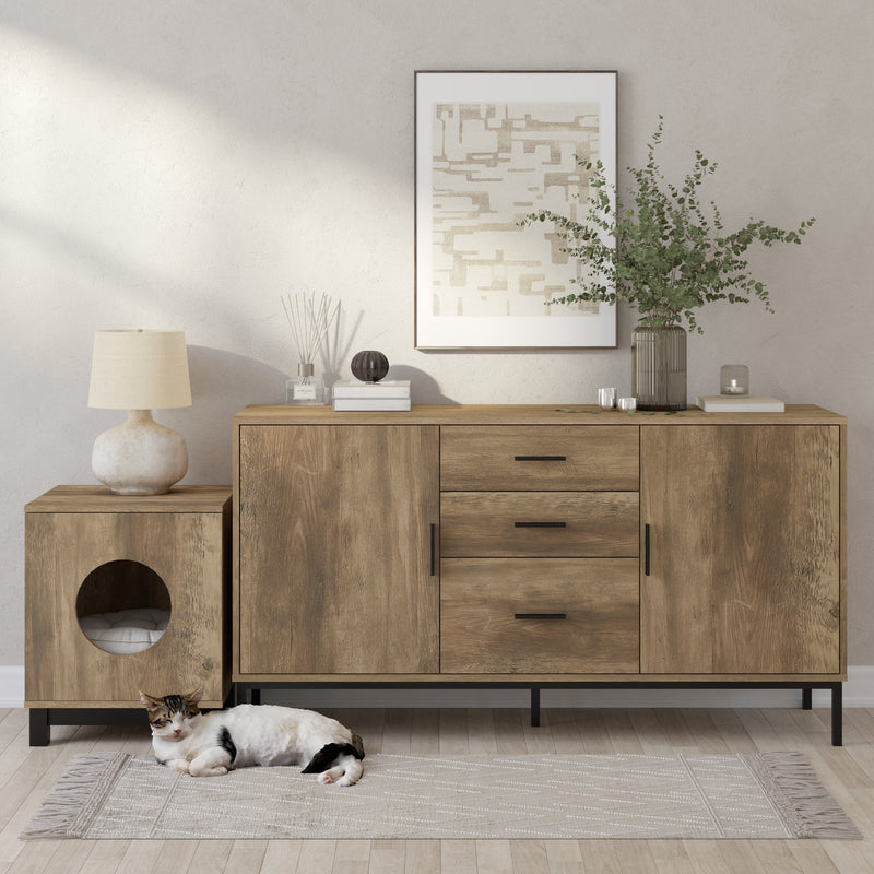 Bronx Sideboard Buffet Cabinet with Dresser and Pet House Table | Stylish Storage for You and Your Pet