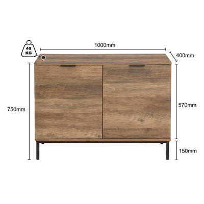 Bronx 2 Door Sideboard with Adjustable Shelves | Compact Buffet Table for Versatile Storage