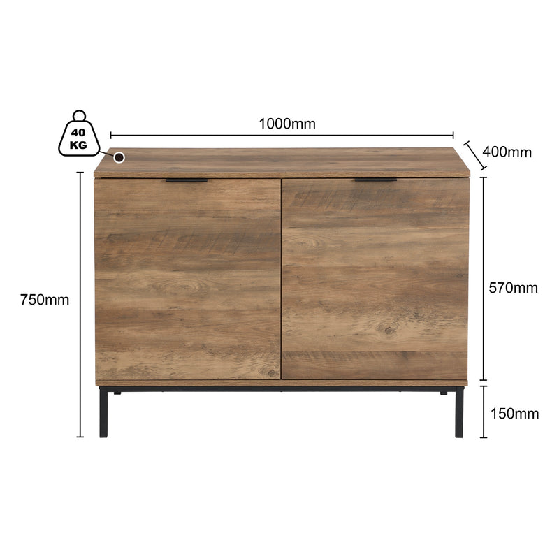 Bronx 2 Door Sideboard with Adjustable Shelves | Compact Buffet Table for Versatile Storage