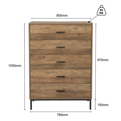 Bronx 5 Chest of Drawers Tallboys & Dressers 